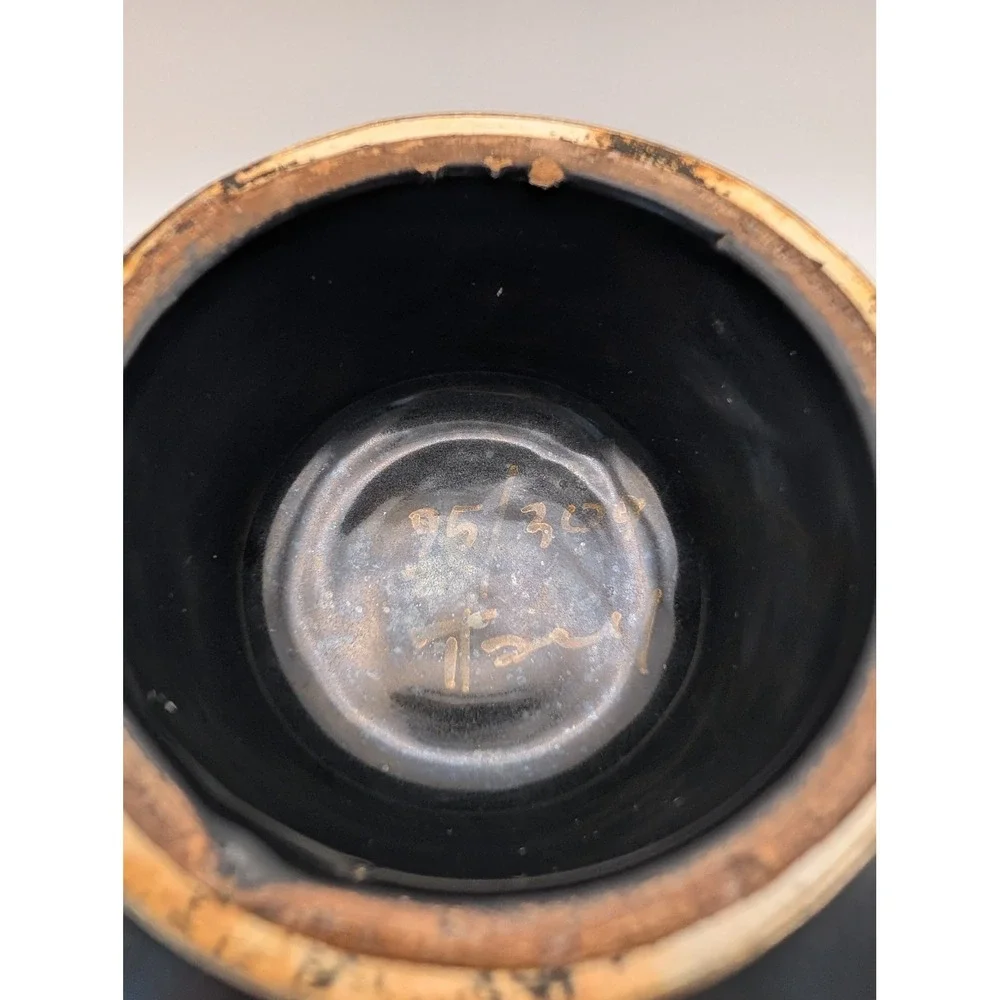 Vintage Italian Matte Black Ceramic Bee‎ Bowl  Limited Edition 95/300 Signed